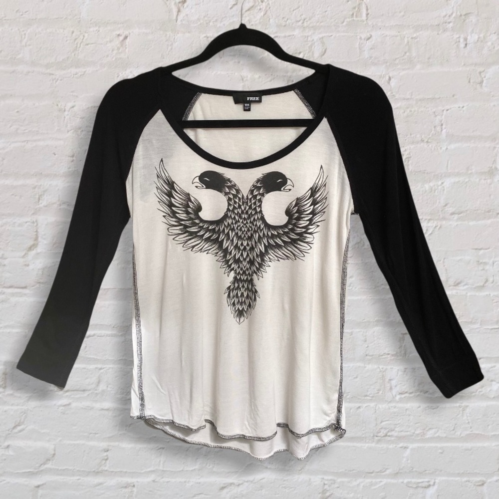 Wilfred Free Aritzia Baseball Tee Animal Graphic Black And White Long Sleeve